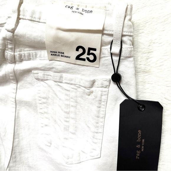 NWT $225 Rag & Bone High Rise Ankle Skinny Jeans White 25 - Picture 11 of 14